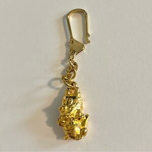 Golden Tone Good Luck Dragon Keyring Lucky Keychain (NWOT)